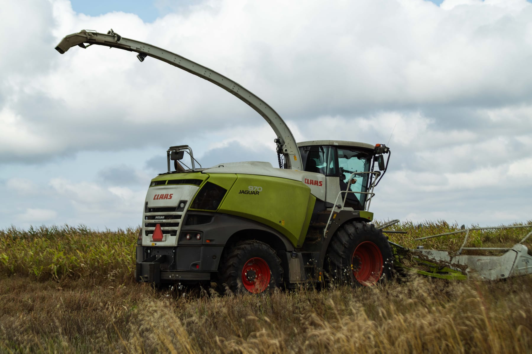 Claas forage harvester running silage on Lazy T Ranch land